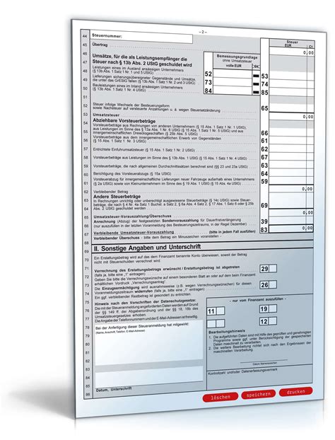 Formular für die Verarbeitung von Formulardaten zur Umsatzsteuervoranmeldung im PDF-Format